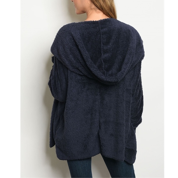 Super Soft Navy Blue Sherpa Jacket - Picture 2 of 4